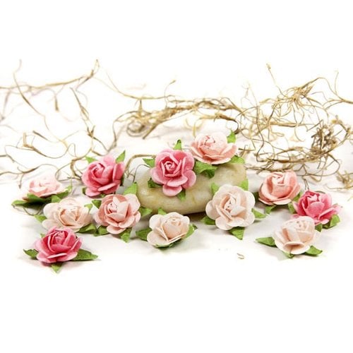 Prima - Fairytale Roses Collection - Miniature Mulberry Flower Embellishments - Baby Pink
