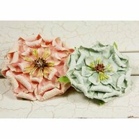 Prima - Fiesta Collection - Layered Paper Flower Embellishments - Coral Sea, CLEARANCE