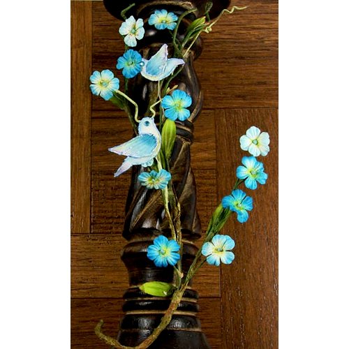 Prima - Songbird Vine Collection - Bird and Flower Embellishments - Blue, CLEARANCE