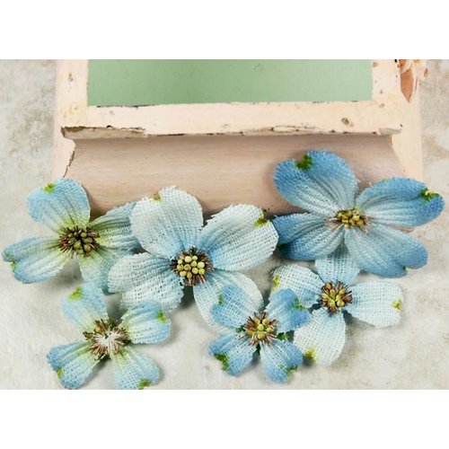 Prima - Calcutta Dogwood Collection - Fabric Flower Embellishments - Robinegg Blue, CLEARANCE