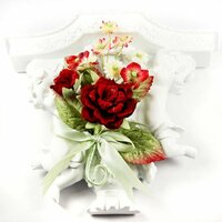 Prima - Debutantes Collection - Miniature Fabric Flower Bouquet - Rouge