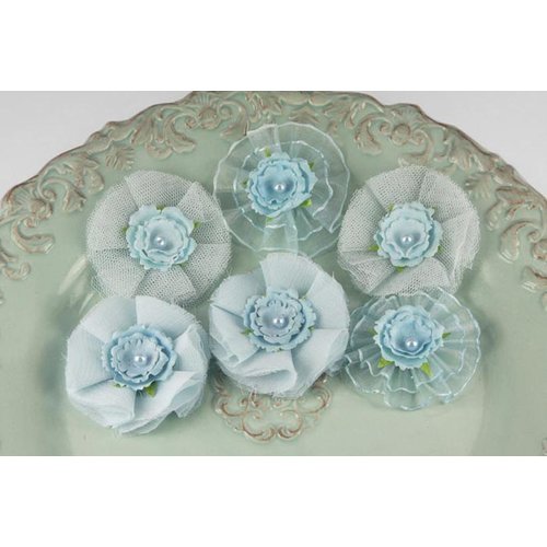 Prima - Bronte Blooms Collection - Fabric Flower Embellishments - Powder Blue, CLEARANCE
