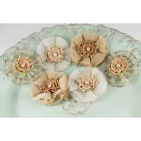 Prima - Bronte Blooms Collection - Fabric Flower Embellishments - Bisque, CLEARANCE