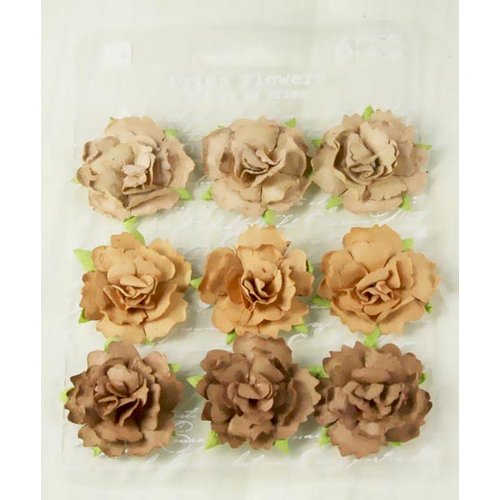 Prima - Sugarplum Roses Collection - Flower Embellishments - Cinnamon, CLEARANCE