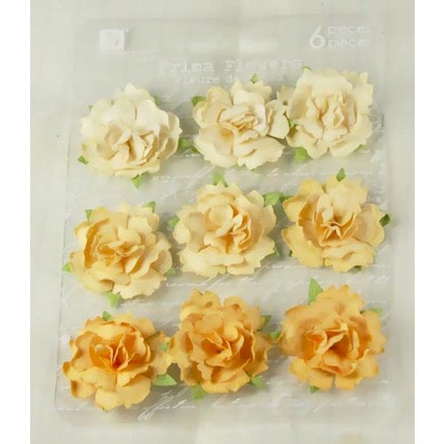 Prima - Sugarplum Roses Collection - Flower Embellishments - Banana, CLEARANCE