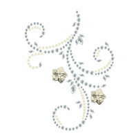 Prima - Say It In Pearls and Crystals Collection - Self Adhesive Jewel Art - Bling - Flourish with Flowers - Clear