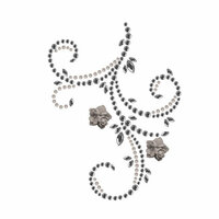 Prima - Say It In Pearls and Crystals Collection - Self Adhesive Jewel Art - Bling - Flourish with Flowers - Black Diamond
