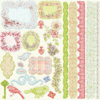 Prima - Sparkling Spring Collection - 12 x 12 Glittered Cardstock Stickers - Journaling