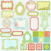 Prima - Sparkling Spring Collection - Self Adhesive Glittered Chipboard Pieces - Journaling
