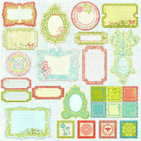 Prima - Sparkling Spring Collection - Self Adhesive Glittered Chipboard Pieces - Journaling