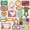 Prima - Melody Collection - Self Adhesive Glittered Chipboard Pieces - Journaling