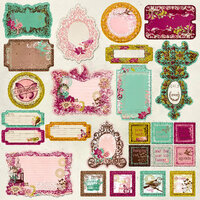 Prima - Melody Collection - Self Adhesive Glittered Chipboard Pieces - Journaling