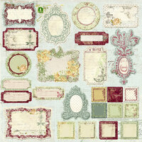 Prima - Botanical Collection - Self Adhesive Glittered Chipboard Pieces - Journaling