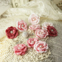 Prima - Audrey Rose Collection - Fabric Flower Embellishments - Tinkled Pink
