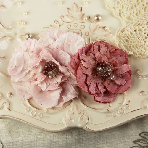 Prima - Heart Desire Collection - Fabric Flower Embellishments - Cameo