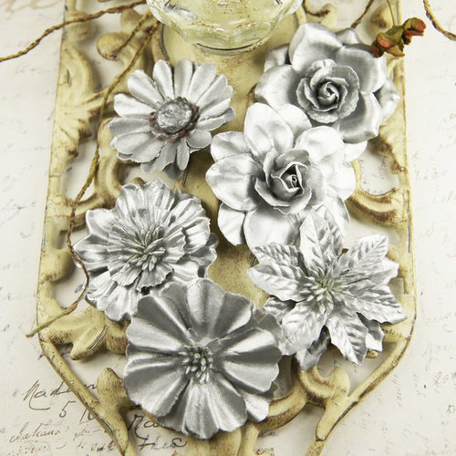 Prima - Precious Metals Collection - Flower Embellishments - Frosted