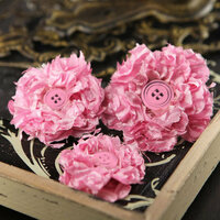 Prima - Button Blossom Collection - Fabric Flower Embellishments - Prime