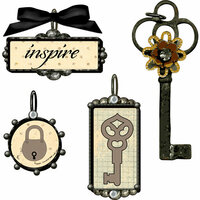 Prima - Tiny Treasures Collection - Precious Metal Embellishments - Lock Key