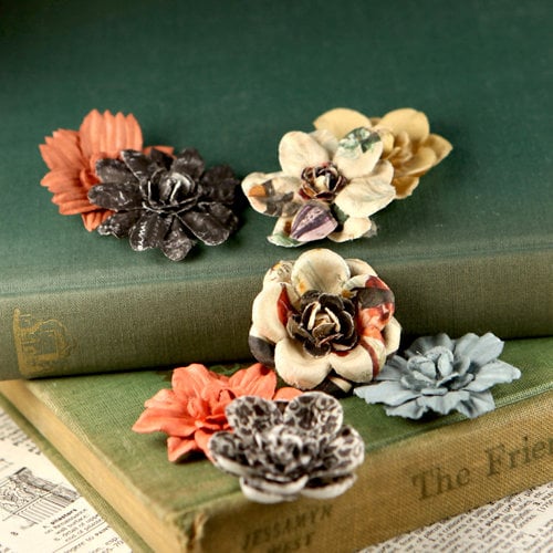Prima - Firefly Collection - Mulberry Flower Embellishments - Cedar