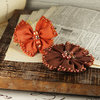 Prima - Elegance Collection - Fabric Butterfly and Flower Embellishments - Maple