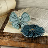 Prima - Elegance Collection - Fabric Butterfly and Flower Embellishments - Teal