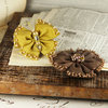 Prima - Elegance Collection - Fabric Butterfly and Flower Embellishments - Gold Nugget