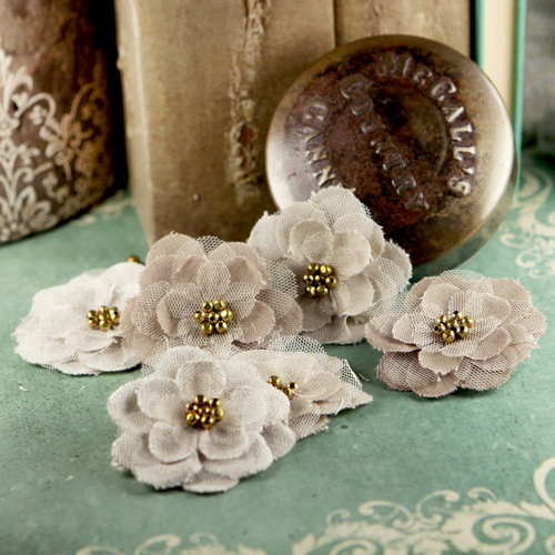 Prima - Flaxence Collection - Fabric Flower Embellishments - Grain