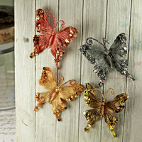 Prima - Fantasy Collection - Fabric Butterfly Embellishments - Bronze
