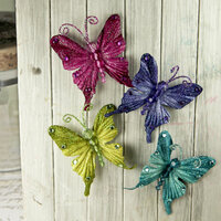 Prima - Fantasy Collection - Fabric Butterfly Embellishments - Jewel