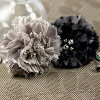 Prima - Carlotta Collection - Fabric Flower Embellishments - Smoke