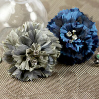 Prima - Carlotta Collection - Fabric Flower Embellishments - Blue Pearl