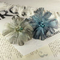 Prima - Regia Collection - Feather Flower Embellishments - Smoke