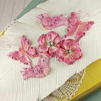 Prima - Melody Collection - Flower Butterfly and Bird Embellishments - Rose