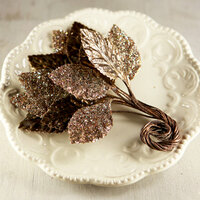 Prima - Aglow Collection - Leaves Embellishments - Mica