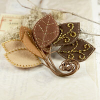 Prima - Vermont Collection - Fabric Leaves Embellishments - Brown