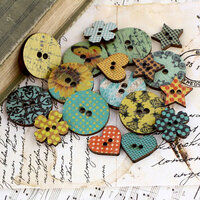 Prima - Sun Kiss Collection - Wood Embellishments - Buttons