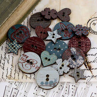 Prima - En Francais Collection - Wood Embellishments - Buttons
