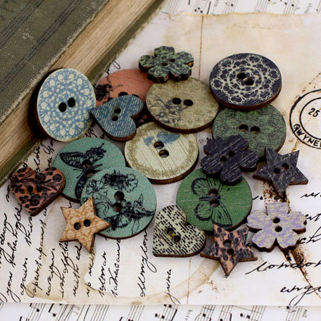 Prima - Nature Garden Collection - Wood Embellishments - Buttons
