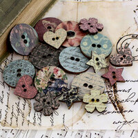Prima - Fairy Belle Collection - Wood Embellishments - Buttons