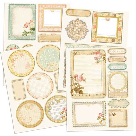 Prima - Songbird Collection - Chipboard Stickers with Glitter Accents