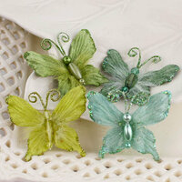 Prima - Mariposa Collection - Fabric Butterfly Embellishments - Meadow