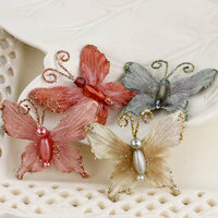 Prima - Mariposa Collection - Fabric Butterfly Embellishments - Marble