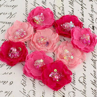 Prima - Tasha Collection - Fabric Flower Embellishments - Ruby