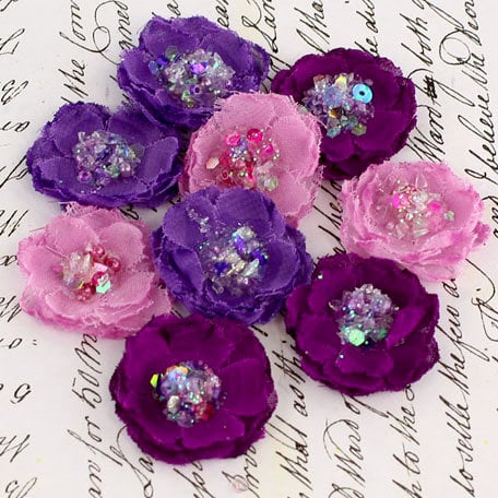 Prima - Tasha Collection - Fabric Flower Embellishments - Purple