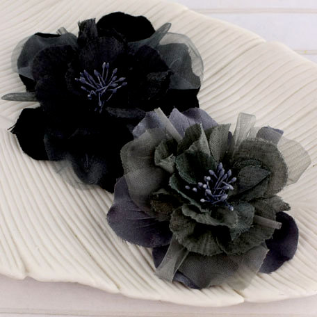 Prima - Namazzi Collection - Fabric Flower Embellishments - Charcoal