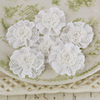Prima - Manette Collection - Fabric Flower Embellishments - White