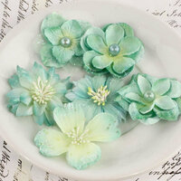 Prima - Charlotte Collection - Fabric Flower Embellishments - Egg Blue