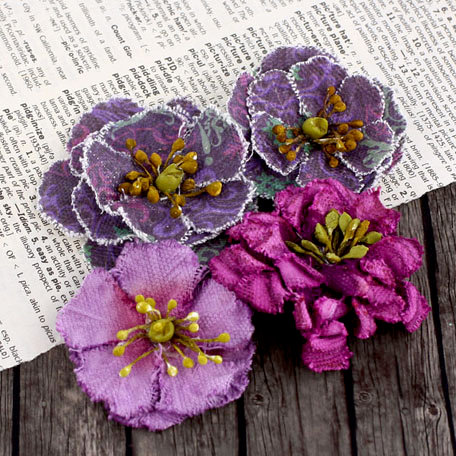 Prima - Fabrique Collection - Fabric Flower Embellishments - Grape