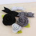 Prima - Marcelle Collection - Fabric Bow and Flower Embellishments - Tuxedo
