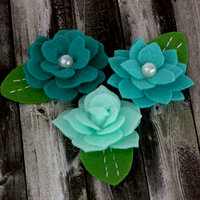 Prima - Hermosa Collection - Fabric Flower Embellishments - Teal